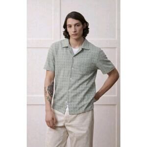 Todd Snyder Linen Cotton Jacquard Button Up Short Sleeve Shirt XL